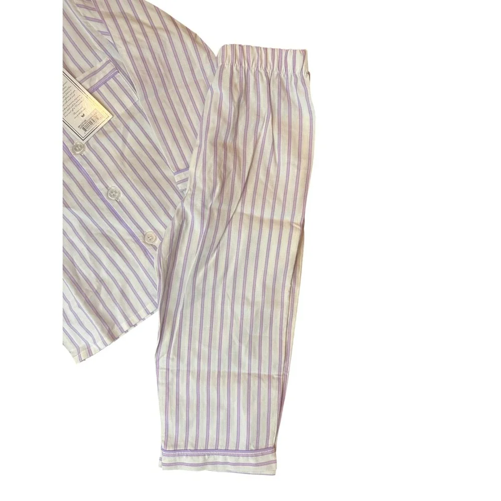 Petite Plume Girls Lavender French Ticking Pajama Set Purple Stripe Size 3 NEW